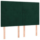 kontinentalseng med LED-lys 140x190 cm fløjl mørkegrøn