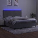 kontinentalseng med LED-lys 180x200 cm fløjl lysegrå