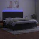 kontinentalseng med LED-lys 200x200 cm fløjl sort