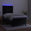 kontinentalseng med LED-lys 80x200 cm velour sort