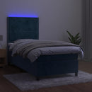 kontinentalseng med LED-lys 80x200 cm velour mørkeblå