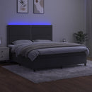 kontinentalseng med LED-lys 180x200 cm fløjl mørkegrå