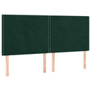 kontinentalseng med LED-lys 180x200 cm fløjl mørkegrøn