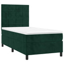 kontinentalseng med LED-lys 80x200 cm velour mørkegrøn