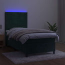 kontinentalseng med LED-lys 80x200 cm velour mørkegrøn