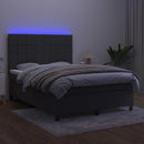 kontinentalseng med LED-lys 140x190 cm fløjl mørkegrå
