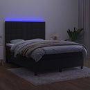 kontinentalseng med LED-lys 140x200 cm fløjl sort