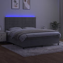 kontinentalseng med LED-lys 160x200 cm fløjl lysegrå