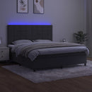 kontinentalseng med LED-lys 180x200 cm fløjl mørkegrå
