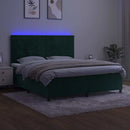kontinentalseng med LED-lys 180x200 cm fløjl mørkegrøn
