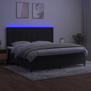 kontinentalseng med LED-lys 200x200 cm fløjl sort