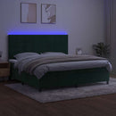 kontinentalseng med LED-lys 200x200 cm fløjl mørkegrøn