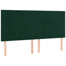 kontinentalseng med LED-lys 200x200 cm fløjl mørkegrøn