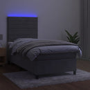 kontinentalseng med LED-lys 80x200 cm velour lysegrå