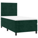kontinentalseng med LED-lys 80x200 cm velour mørkegrøn