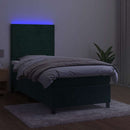 kontinentalseng med LED-lys 80x200 cm velour mørkegrøn