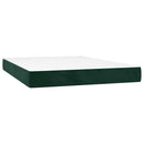 kontinentalseng med LED-lys 140x190 cm fløjl mørkegrøn