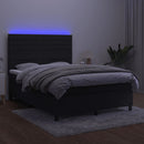 kontinentalseng med LED-lys 140x200 cm fløjl sort