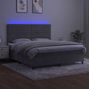 kontinentalseng med LED-lys 160x200 cm fløjl lysegrå