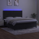 kontinentalseng med LED-lys 180x200 cm fløjl sort
