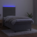 kontinentalseng med LED-lys 80x200 cm velour lysegrå
