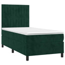kontinentalseng med LED-lys 80x200 cm velour mørkegrøn