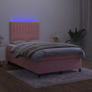 kontinentalseng med LED-lys 120x200 cm fløjl lyserød