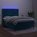 kontinentalseng med LED-lys 140x190 cm fløjl mørkeblå