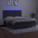 kontinentalseng med LED-lys 180x200 cm fløjl mørkegrå