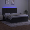 kontinentalseng med LED-lys 180x200 cm fløjl sort