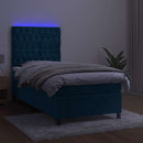 kontinentalseng med LED-lys 80x200 cm velour mørkeblå