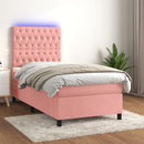 kontinentalseng med LED-lys 80x200 cm velour pink