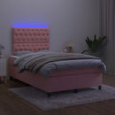 kontinentalseng med LED-lys 120x200 cm fløjl lyserød