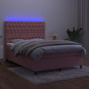 kontinentalseng med LED-lys 140x190 cm fløjl lyserød