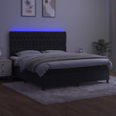 kontinentalseng med LED-lys 180x200 cm fløjl sort