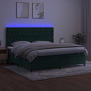 kontinentalseng med LED-lys 200x200 cm fløjl mørkegrøn