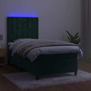 kontinentalseng med LED-lys 80x200 cm velour mørkegrøn