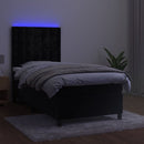 kontinentalseng med LED-lys 100x200 cm fløjl sort