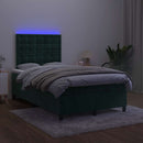kontinentalseng med LED-lys 120x200 cm fløjl mørkegrøn