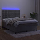 kontinentalseng med LED-lys 140x190 cm velour lysegrå