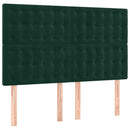 kontinentalseng med LED-lys 140x190 cm fløjl mørkegrøn