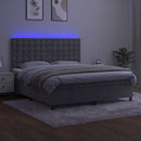 kontinentalseng med LED-lys 180x200 cm fløjl lysegrå