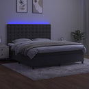 kontinentalseng med LED-lys 180x200 cm fløjl mørkegrå
