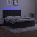 kontinentalseng med LED-lys 180x200 cm fløjl sort