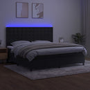 kontinentalseng med LED-lys 200x200 cm fløjl sort