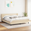 kontinentalseng med madras 160x200 cm stof cremefarvet