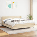 kontinentalseng med madras 160x200 cm stof cremefarvet