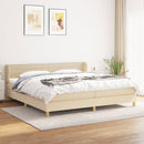 kontinentalseng med madras 200x200 cm stof cremefarvet