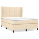 kontinentalseng med madras 140x190 cm stof cremefarvet