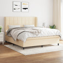 kontinentalseng med madras 180x200 cm stof cremefarvet